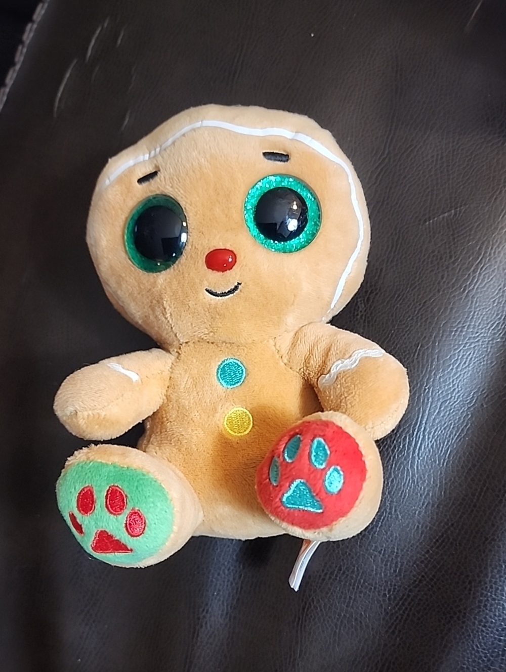 Ty Gingerbread Puppy Plush - Tan with Green & Red Accents